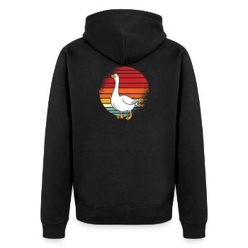 Gans Retro - Unisex Premium Bio Zip Hoodie - Schwarz - Hinten - Nico (187cm)