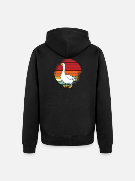 Gans Retro - Unisex Premium Bio Zip Hoodie - Schwarz