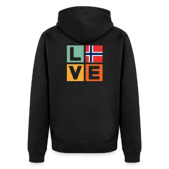 Norway Love - Unisex Premium Organic Zip Hoodie - black - Back - Nico (187cm)