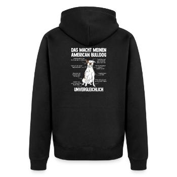 American Bulldog - Unisex Premium Bio Zip Hoodie - Schwarz - Hinten - Nico (187cm)