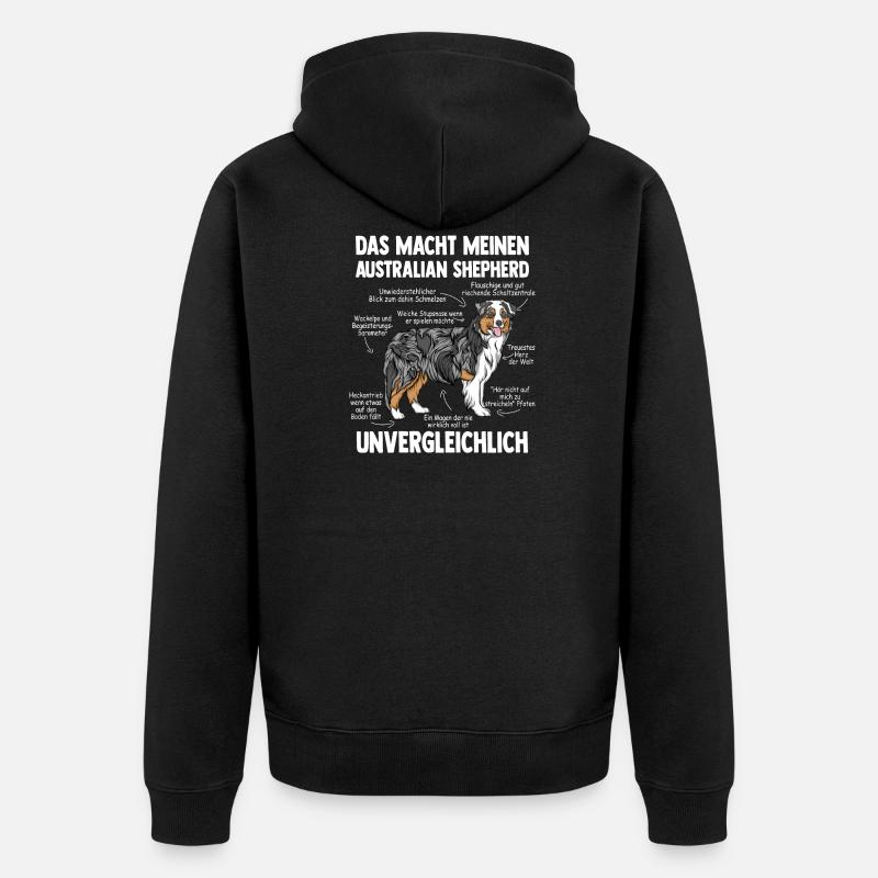 Australian Shepherd Aussie - Unisex Premium Bio Zip Hoodie - Schwarz