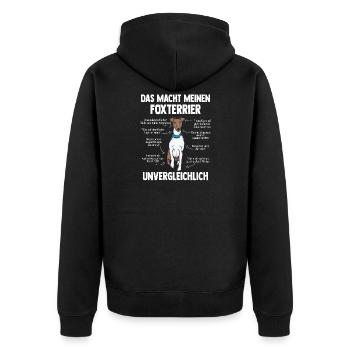 Drahthaar Foxterrier Glatthaar Foxterrier - Unisex Premium Bio Zip Hoodie - Schwarz - Hinten - Nico (187cm)