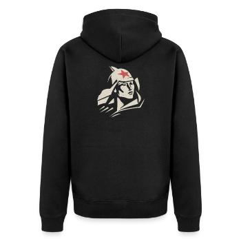 Rotarmist USSR Sowjetisch Russland Kommunismus - Unisex Premium Bio Zip Hoodie - Schwarz - Hinten - Nico (187cm)