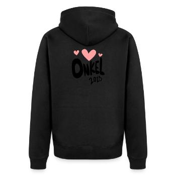 Onkel 2023 - Onkel werden - Unisex Premium Bio Zip Hoodie - Schwarz - Hinten - Nico (187cm)