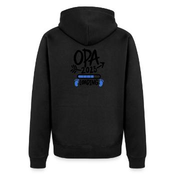 Opa 2023 - Werdende Opa - Unisex Premium Bio Zip Hoodie - Schwarz - Hinten - Nico (187cm)