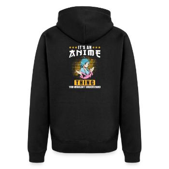 Anime - Unisex Premium Organic Zip Hoodie - black - Back - Nico (187cm)