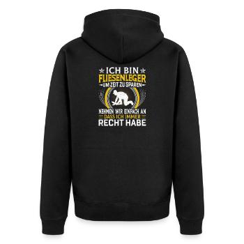 Fliesenlegen Handwerk Fliesenlegen Spruch - Unisex Premium Bio Zip Hoodie - Schwarz - Hinten - Nico (187cm)