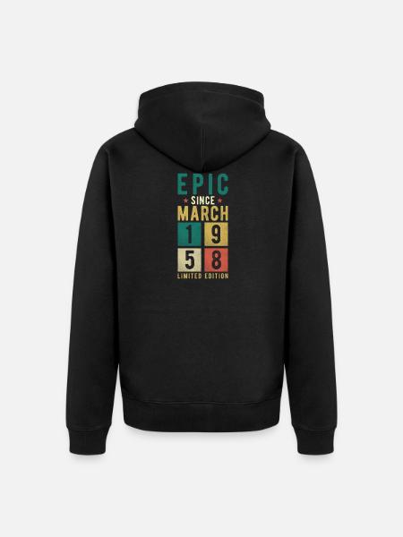 Birthday March 1958 - Unisex Premium Organic Zip Hoodie - black