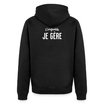 T'inquiete Je Gere - Veste à capuche bio Premium Unisexe - noir - Dos - Nico (187cm)