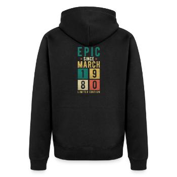 Anniversaire Mars 1980 - Veste à capuche bio Premium Unisexe - noir - Dos - Nico (187cm)