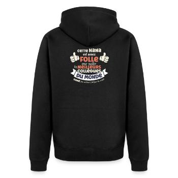Idée Départ Collègue Travaille Femme Humour - Veste à capuche bio Premium Unisexe - noir - Dos - Nico (187cm)