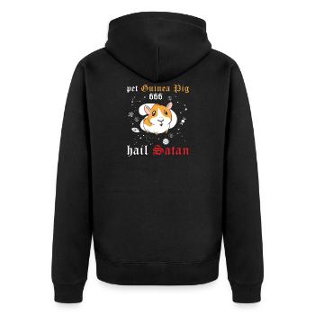 Pet Guinea Pigs hail satan - Unisex Premium Bio Zip Hoodie - Schwarz - Hinten - Nico (187cm)