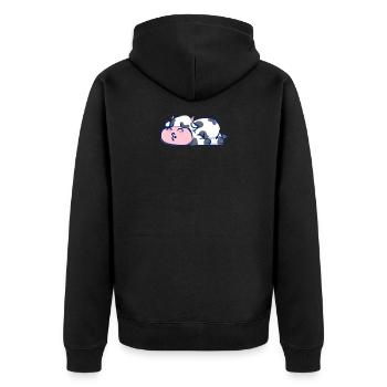Schlafende Kuh - Unisex Premium Bio Zip Hoodie - Schwarz - Hinten - Nico (187cm)