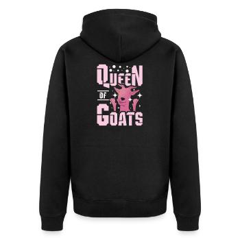 Ziegen Queen - Unisex Premium Bio Zip Hoodie - Schwarz - Hinten - Nico (187cm)