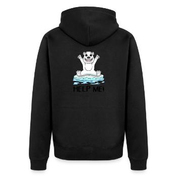 Klimaschutz Klima - Unisex Premium Bio Zip Hoodie - Schwarz - Hinten - Nico (187cm)