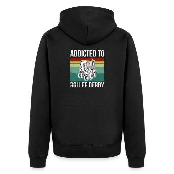 Süchtig nach Roller Derby Design für einen Roller - Unisex Premium Bio Zip Hoodie - Schwarz - Hinten - Nico (187cm)