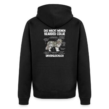 Bearded Collie - Unisex Premium Bio Zip Hoodie - Schwarz - Hinten - Nico (187cm)