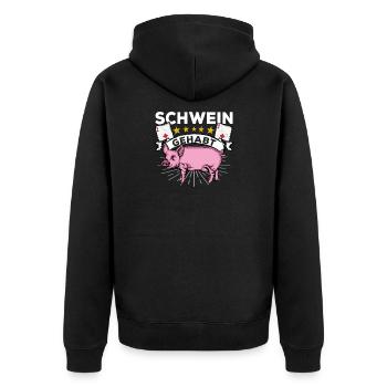 Doppelkopf - Unisex Premium Bio Zip Hoodie - Schwarz - Hinten - Nico (187cm)
