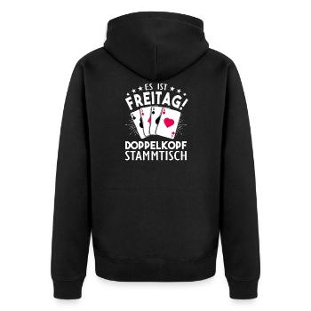Doppelkopf - Unisex Premium Bio Zip Hoodie - Schwarz - Hinten - Nico (187cm)