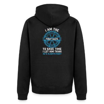 first mate sail Design for a sailing or boat - Unisex Premium Bio Zip Hoodie - Schwarz - Hinten - Nico (187cm)