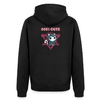 666% Cute kawaii Satanic Goth - Unisex Premium Bio Zip Hoodie - Schwarz - Hinten - Nico (187cm)