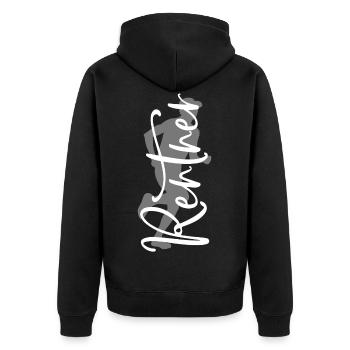 Rentner Sport Fitness Fit Läufer Running Laufen - Unisex Premium Bio Zip Hoodie - Schwarz - Hinten - Nico (187cm)