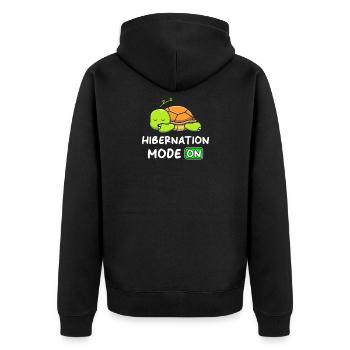 Winterschlaf Modus An mit Schildkröte - Unisex Premium Bio Zip Hoodie - Schwarz - Hinten - Nico (187cm)