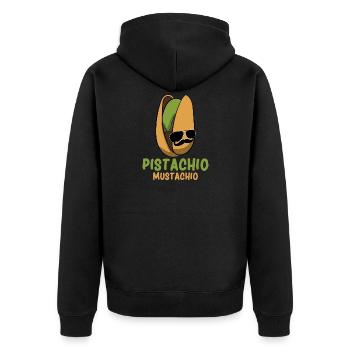 Pistachio Mustachio Mustache Nut Pistachios - Unisex Premium Organic Zip Hoodie - black - Back - Nico (187cm)