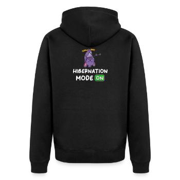 Winterschlaf Modus An mit Fledermaus - Unisex Premium Bio Zip Hoodie - Schwarz - Hinten - Nico (187cm)