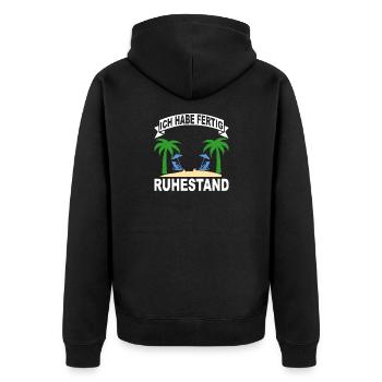 Ich habe fertig ruhestand - Unisex Premium Bio Zip Hoodie - Schwarz - Hinten - Nico (187cm)