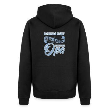 ich muss nicht nein sagen ich bin der opa - Unisex Premium Bio Zip Hoodie - Schwarz - Hinten - Nico (187cm)