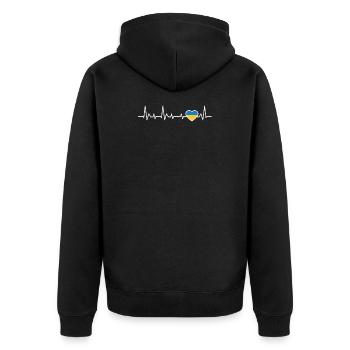 Ukrainische Flagge Ukrainische shirs Geschenk - Unisex Premium Bio Zip Hoodie - Schwarz - Hinten - Nico (187cm)
