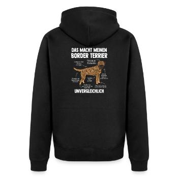 Border Terrier - Unisex Premium Bio Zip Hoodie - Schwarz - Hinten - Nico (187cm)