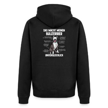 Bullterrier - Unisex Premium Bio Zip Hoodie - Schwarz - Hinten - Nico (187cm)
