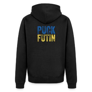 PUCK FUTIN Ukraine - Veste à capuche bio Premium Unisexe - noir - Dos - Nico (187cm)