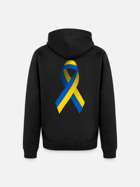 Ukraine Friedenszeichen - Unisex Premium Bio Zip Hoodie - Schwarz