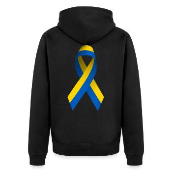 Peace for Ukraine - Unisex Premium Organic Zip Hoodie - black - Back - Nico (187cm)