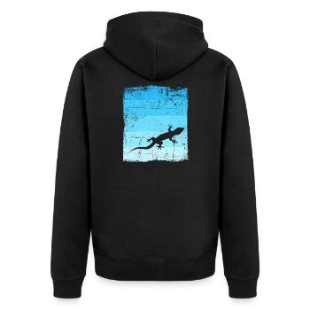 GECKO - Unisex Premium Bio Zip Hoodie - Schwarz - Hinten - Nico (187cm)