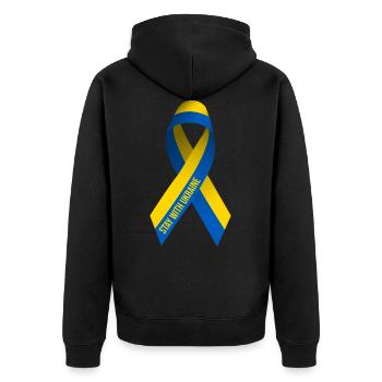 #StayWithUkraine - Unisex Premium Organic Zip Hoodie - black - Back - Nico (187cm)