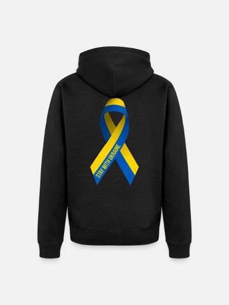 #StayWithUkraine - Unisex Premium Organic Zip Hoodie - black