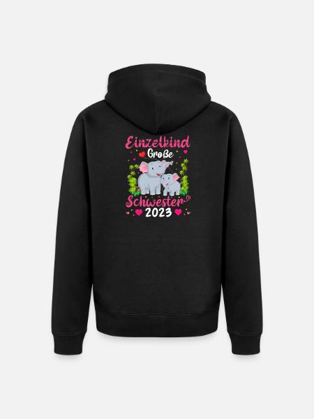 Schwester 2023 - Unisex Premium Bio Zip Hoodie - Schwarz