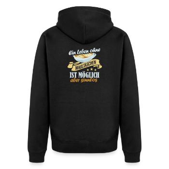 Maultaschen essen für den stolzen Schwaben - Unisex Premium Bio Zip Hoodie - Schwarz - Hinten - Nico (187cm)