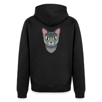 Cat Lover I Cat Face I Russian Blue Cat - Unisex Premium Bio Zip Hoodie - Schwarz - Hinten - Nico (187cm)