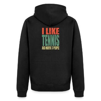 Tennis Spruch lustig - Unisex Premium Bio Zip Hoodie - Schwarz - Hinten - Nico (187cm)
