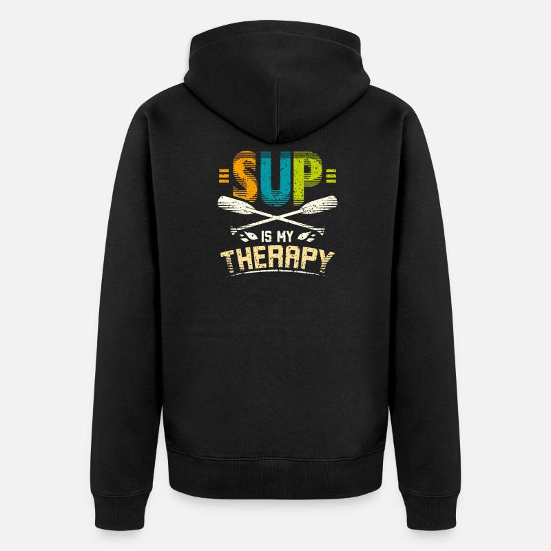 Sup is my therapy - Unisex Premium Bio Zip Hoodie - Schwarz