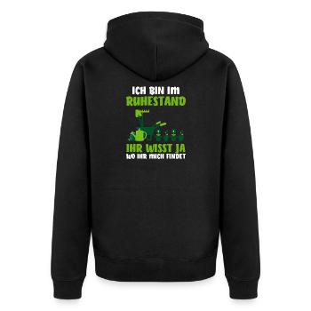 Rente Garten Rentnerin Gärtner Blumen - Unisex Premium Bio Zip Hoodie - Schwarz - Hinten - Nico (187cm)