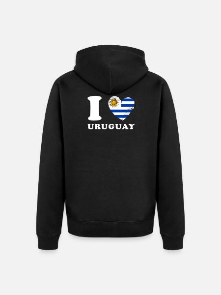 Uruguay I love Uruguay - Unisex Premium Organic Zip Hoodie - black