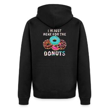 JE SUIS JUSTE ICI POUR LES BEIGNETS - Veste à capuche bio Premium Unisexe - noir - Dos - Nico (187cm)
