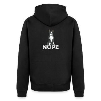Boston Terrier - Unisex Premium Bio Zip Hoodie - Schwarz - Hinten - Nico (187cm)