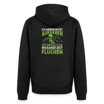 Ich werde nicht aufgeben aber fluchen Joggen - Unisex Premium Bio Zip Hoodie - Schwarz - Hinten - Nico (187cm)